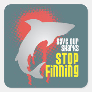 Bewaar onze haaien stoppen met zoeken vierkante sticker