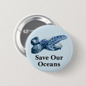 Bewaar onze oceanen Zee schildpad pin Ronde Button 5,7 Cm (Voorkant /achterkant)