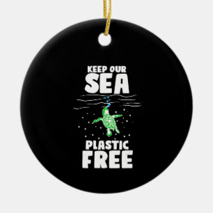 Bewaar onze Zee plastic vrije Zee schildpadden Keramisch Ornament