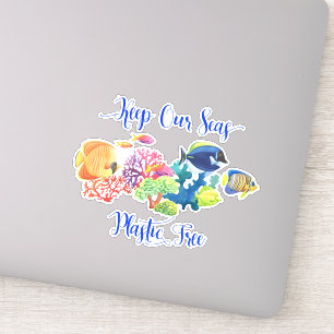 Bewaar onze zeeën plasticvrij sticker