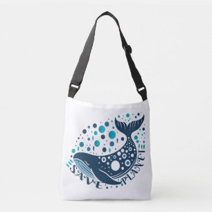 Bewaar Planet Whale-artwork voor eco-bewustzijn Crossbody Tas