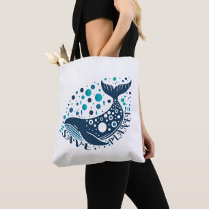 Bewaar Planet Whale-artwork voor eco-bewustzijn Draagtas