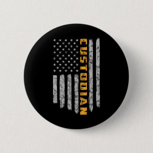 Bewaarder Amerikaanse vlag USA Janitor School Ronde Button 5,7 Cm