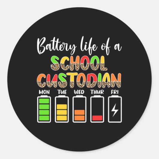 Bewaarder Batterijlevensduur School Bewaarder Ronde Sticker (Voorkant)