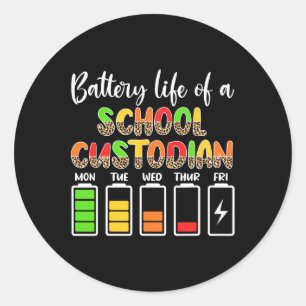 Bewaarder Batterijlevensduur School Bewaarder Ronde Sticker