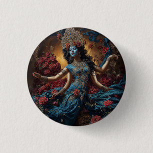 Bewaarder van de Heilige Stroom Godin Kali Ronde Button 3,2 Cm