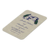 Bewaart de Blauwe Pauw van het linnen de Datum Magneet (Linkerzijde)