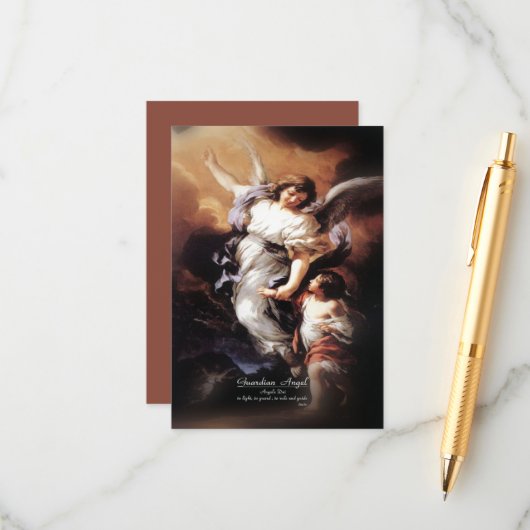 Bewaker Engel met Gebed Informatiekaartje (Voorkant / Achterkant in situ)