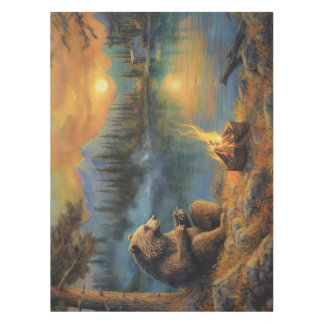 Bewaker van de Herfstvlam | Grizzly Beer kampvuur Tafelkleed