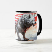 Bewaker van de vrijheid: de patriottische wolf mok (Voorkant rechts)