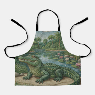 Bewaker van de wetlands: Geborduurde krokodil Schort