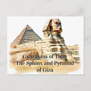 Bewakers van de tijd: de sfinx en de piramide van briefkaart