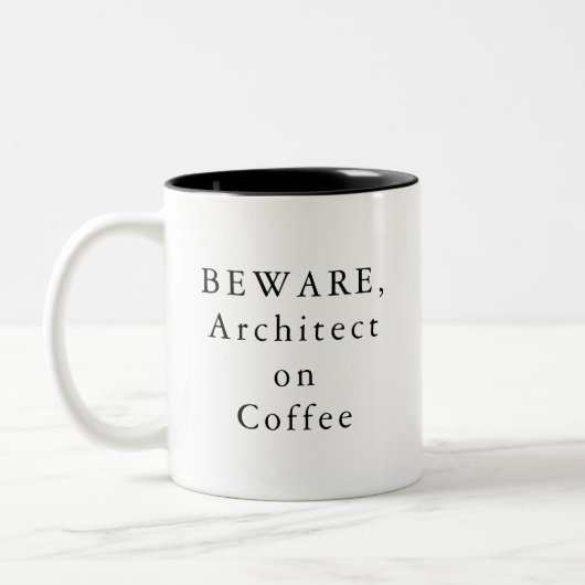 BEWARE, architect op koffie-Mok Tweekleurige Koffiemok (Links)