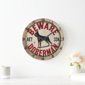 Beware Doberman Pinscher Dog Grote Klok (Huis)