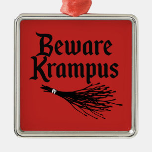 BEWARE KRAMPUS METALEN ORNAMENT