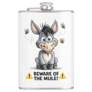 Beware Of The Mule Funny Donkey Warning Design Heupfles
