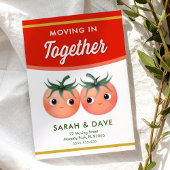 Bewegen in samen aankondiging met tomatenpaar
