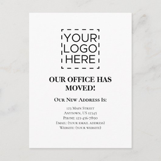 Bewegend Aankondiging Bedrijfs Logo Briefkaart (Voorkant)