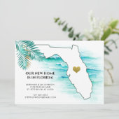 Bewegend naar Florida State Map Gold Heart New Hom Aankondiging (Staand voorkant)