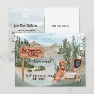 Bewegend Vizsla Dog Woodland Pines Nieuw Adres   Aankondigingskaart