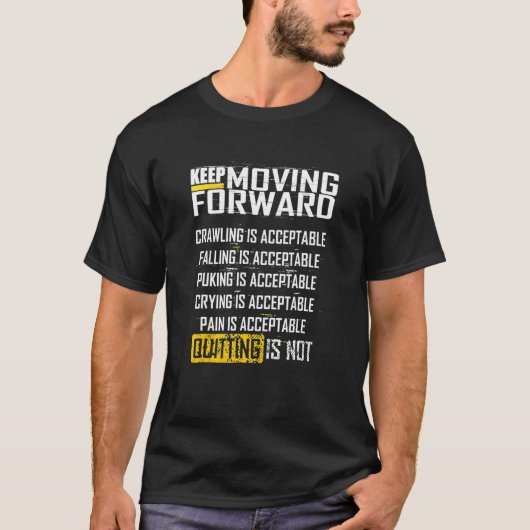 Bewegend vooruit is niet de vraag t-shirt (Voorkant)