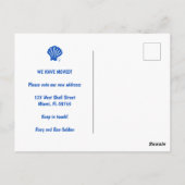 BEWEGENDE AANKONDIGING ADRES Blue Seashells Beach Briefkaart (Achterkant)