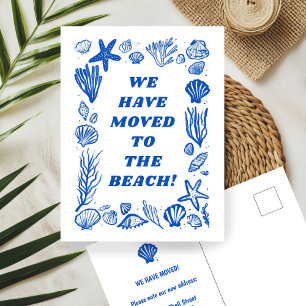 BEWEGENDE AANKONDIGING ADRES Blue Seashells Beach Briefkaart