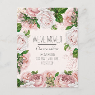 Bewegende Aankondiging  Blush Pink Roses Briefkaart