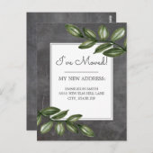 Bewegende Aankondiging Chalkboard Green Leaf Briefkaart (Voorkant / Achterkant)