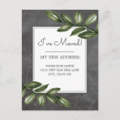 Bewegende Aankondiging Chalkboard Green Leaf Briefkaart (Voorkant)