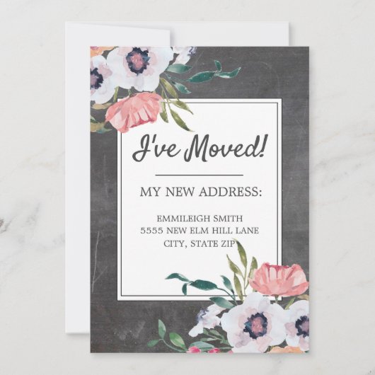 Bewegende aankondiging Chalkboard Roze White Flora (Voorkant)