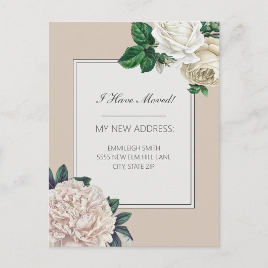 Bewegende aankondiging Elegant  White Floral Briefkaart (Voorkant)