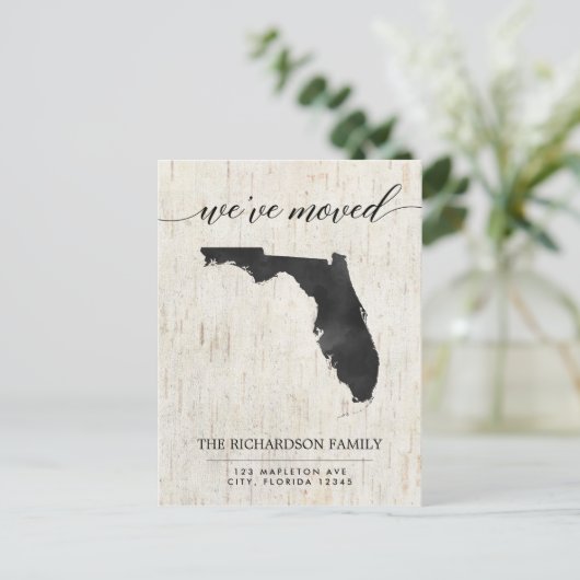 Bewegende aankondiging, Florida staat rustiek Uitnodiging Briefkaart (Staand voorkant)