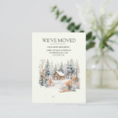 Bewegende aankondiging Log Cabin Snow Briefkaart (Staand voorkant)