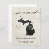 Bewegende aankondiging, Michigan staat rustiek Uitnodiging Briefkaart (Voorkant / Achterkant)