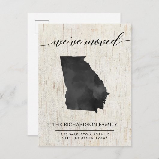 Bewegende aankondiging, rustieke staat Georgia Uitnodiging Briefkaart (Voorkant / Achterkant)