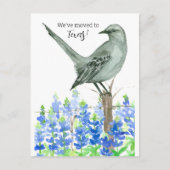 Bewegende Aankondiging Texas Mockingbird Bluebonne Briefkaart (Voorkant)