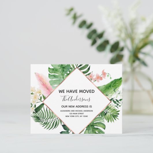 Bewegende Aankondiging Tropical Floral Waterverf (Staand voorkant)