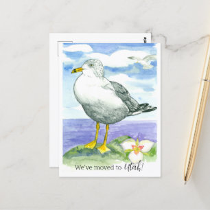 Bewegende aankondiging Utah Seagull Sego Lily Flow Briefkaart
