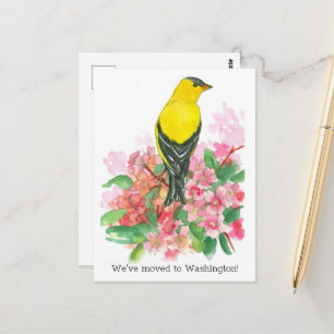 Bewegende aankondiging Washington Goldfinch Flower Briefkaart