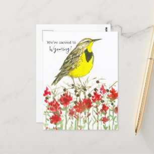Bewegende Aankondiging Wyoming Meadowlark Paintbru Briefkaart