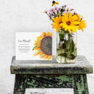 Bewegende bekendmaking Geel Zonnebloem Wit Briefkaart