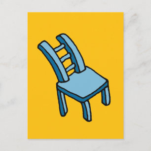 Bewegende Blauwe Stoel Cartoon Illustratie Briefka Briefkaart