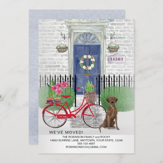 Bewegende Chocolade Labrador Retriever Fietsdeur Aankondiging (Voorkant / Achterkant)