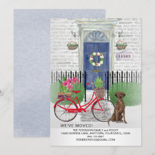 Bewegende Chocolade Labrador Retriever Fietsdeur Aankondiging