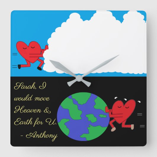 Bewegende hemel en aarde: vierkante klok (Voorkant)