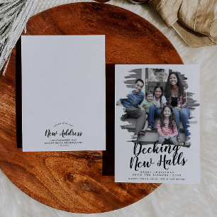 Bewegende nieuwe zalen in penseelstreken feestdagenkaart