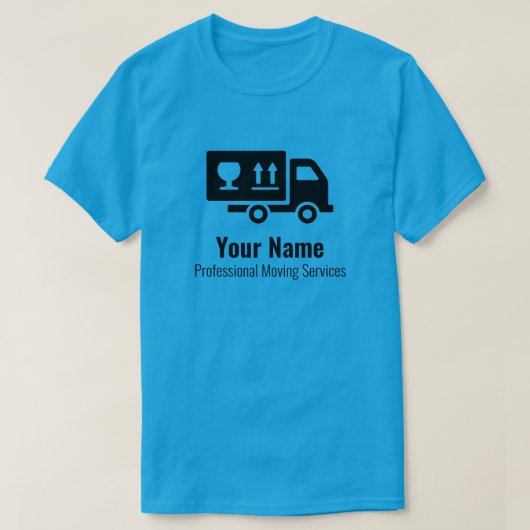 bewegende services blauw t-shirt (Design voorkant)