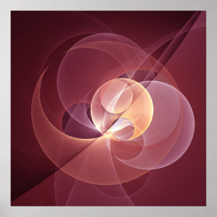 Beweging Abstract Moderne Wijn Rood Roze Fractal A Poster