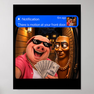 Beweging bij voordeur tung sahur john pork grappig poster